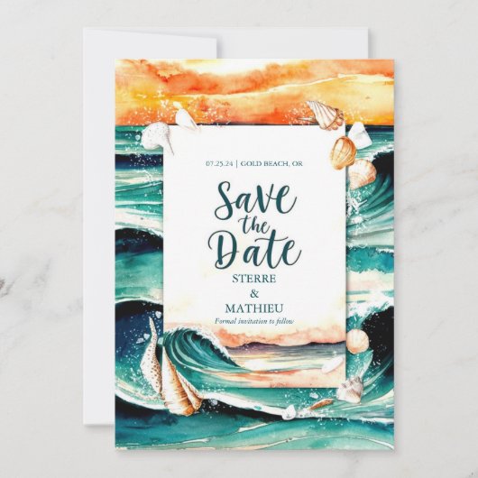 Save The Date Seashells Summer Beach Wedding (Devant)