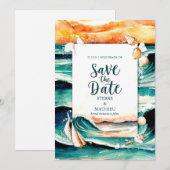 Save The Date Seashells Summer Beach Wedding (Devant / Derrière)
