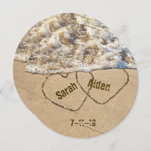 Save The Date Seashore Hearts-Enregistrer la date (Devant / Derrière)