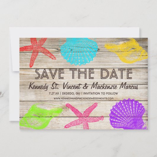 Save The Date Seashore Wood Enregistrer la date (Devant)