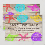 Save The Date Seashore Wood Enregistrer la date (Devant / Derrière)