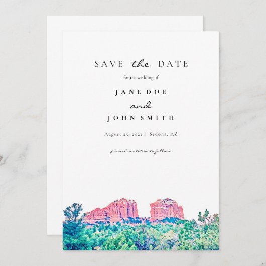 Save The Date Sedona Arizona Desert Mountain Enregistrer La Date (Devant / Derrière)