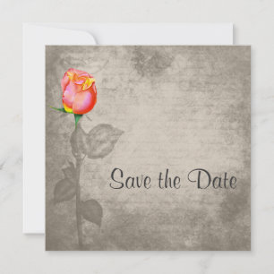 Save The Date Sepia Vintage Spot Color Peace Rose Enregistrer la