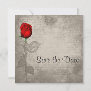 Save The Date Sepia Vintage Spot Color Red Rosebud Enregistrer l