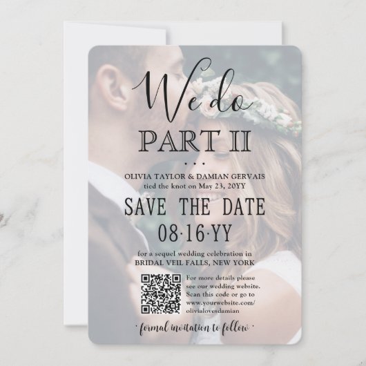 Save The Date Sequel Mariage QR Code & 2 Photos Nous faisons Par (Devant)