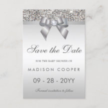 Séquins Argent Bling Bow Enregistrer Le Baby showe