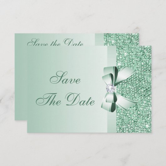 Save The Date Séquins, Bow & Diamond Enregistrer la date Mariage (Devant / Derrière)