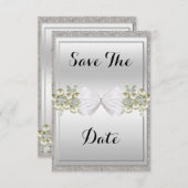 Save The Date Séquins & Gemmes Florales Parties scintillant Bow  (Devant / Derrière)