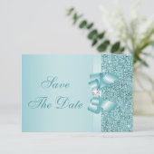 Save The Date Séquins imprimés turquoises mariage Enregistrer la (Debout devant)