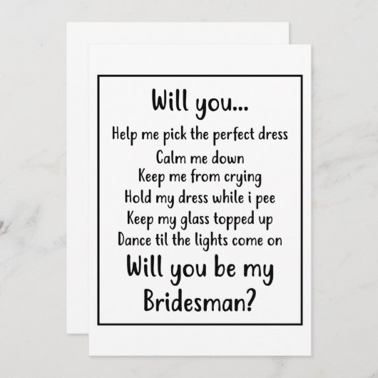 Save The Date Seras-tu mon Bridesman ? (Devant / Derrière)