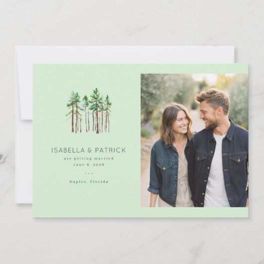 Save The Date Serene Mint Pine Trees (Devant)