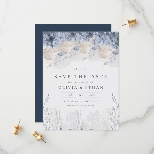 Save The Date Serenity by the Sea Wedding Enregistrer la date (Devant/Arrière en situation)