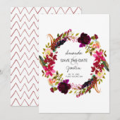 Save The Date Serre Florale Boho Rustique Sauvegarder La Date Ma (Devant / Derrière)