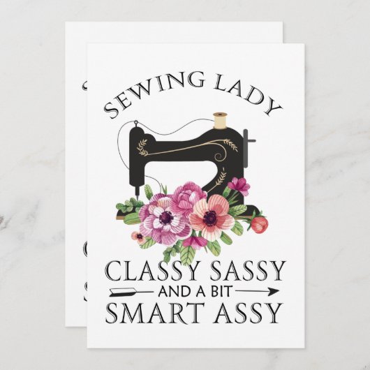 Save The Date Sewing Lady Class Sassy And A Bit Smart Assy (Devant / Derrière)