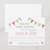 Save The Date Shabby Chic Bunting Enregistrer la date (Devant / Derrière)