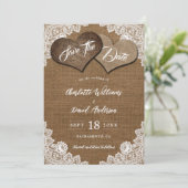 Save The Date Shabby Chic Burlap Mariage campagnard de dentelle