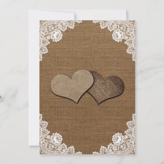 Save The Date Shabby Chic Burlap Mariage campagnard de dentelle (Dos)