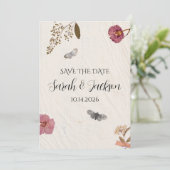 Save The Date Shabby Chic Mariage Pressé Fleurs (Debout devant)