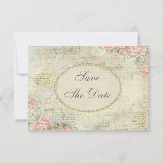Save The Date Shabby Chic Rose Baby shower Enregistrer la date (Devant)