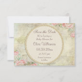 Save The Date Shabby Chic Rose Baby shower Enregistrer la date (Dos)