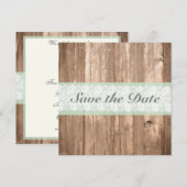Save The Date Shabby Chic Rustic Mint Enregistrer La Date (Devant / Derrière)