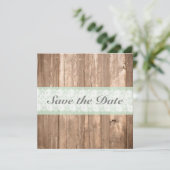 Save The Date Shabby Chic Rustic Mint Enregistrer La Date (Debout devant)