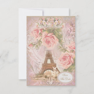 Save The Date Shabby Chic Tour Eiffel Enregistrer la date Mariag