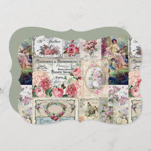 Save The Date Shabby collage chic, pays victorien, découpage, b
