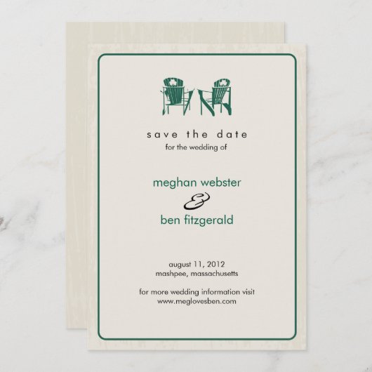 Save The Date Shamrock Adirondack Chaises Enregistrer la date (Devant / Derrière)
