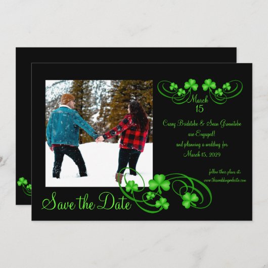 Save The Date Shamrock Enregistrer la date (Devant / Derrière)