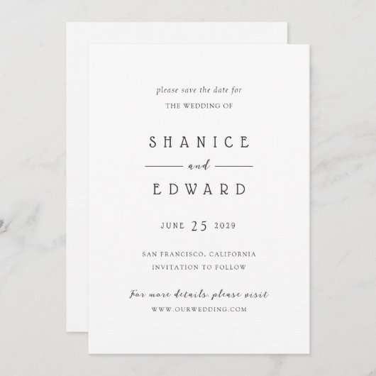 Save The Date Shanice Mariage moderne (Devant / Derrière)