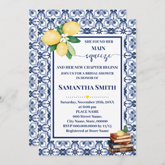 Save The Date She Found Her Main Squeeze Bridal Shower (Devant / Derrière)