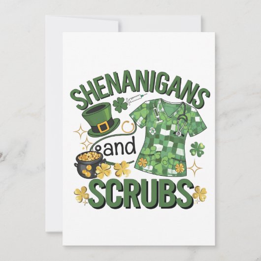 Save The Date Shenanigans and Scrubs Funny Nursing St Patrick's (Devant)