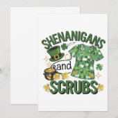 Save The Date Shenanigans and Scrubs Funny Nursing St Patrick's (Devant / Derrière)