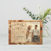 Save The Date Sienna Boho Floral Medley Calendar & Photo Wedding (Debout devant)