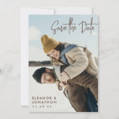 Save The Date Signature Brown Script Photo Enregistrer la date (Devant)