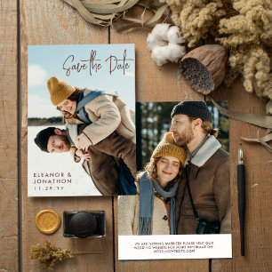 Save The Date Signature Brown Script Photo Enregistrer la date