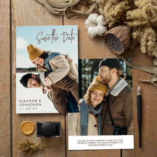 Save The Date Signature Brown Script Photo Enregistrer la date