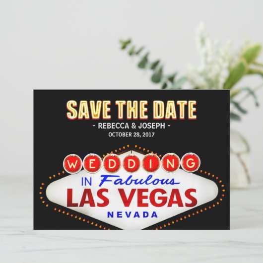 Save The Date Signe Las Vegas Neon - Enregistrer le Mariage de d (Debout devant)