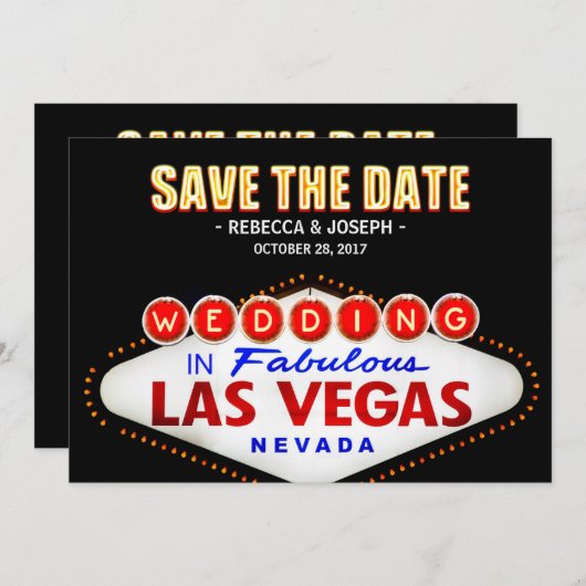 Save The Date Signe Las Vegas Neon - Enregistrer le Mariage de d (Devant / Derrière)