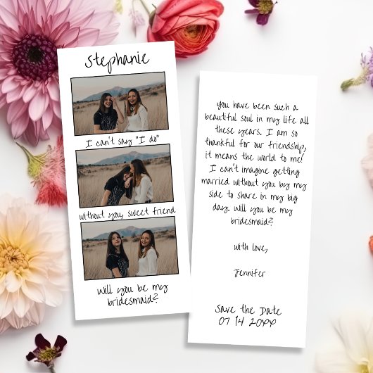 Save The Date Signet rétro 3 Photo Strip Bridesmaid