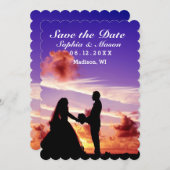 Save The Date Silhouette Bride & Groom Sunset Enregistrer la dat (Devant / Derrière)