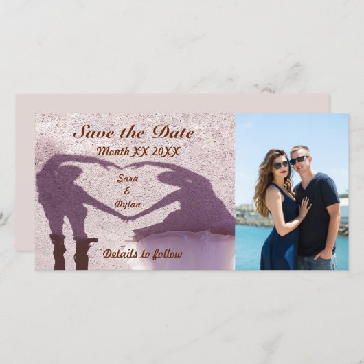 Save The Date Silhouette de couple nuptiale Coeur en Mariage de (Devant / Derrière)