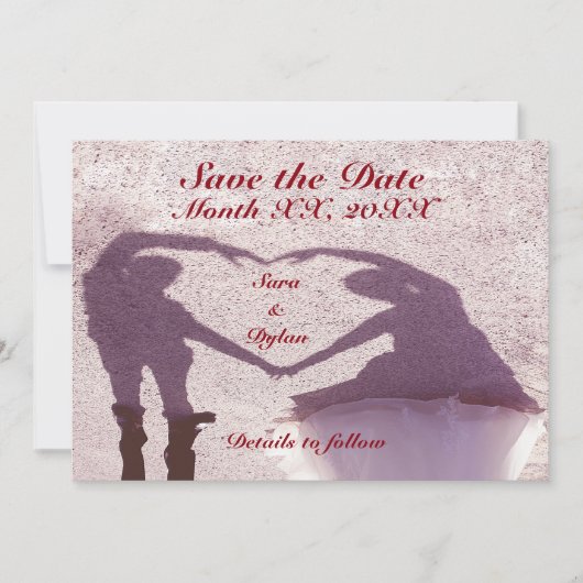 Save The Date Silhouette de couple nuptiale Coeur en Mariage de  (Devant)
