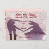Save The Date Silhouette de couple nuptiale Coeur en Mariage de  (Devant / Derrière)