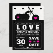 Save The Date Silhouette de moto noir et blanc Enregistrer la da (Devant / Derrière)