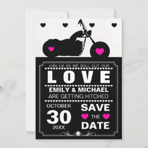 Save The Date Silhouette de moto noir et blanc Enregistrez la da