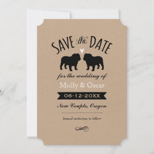 Save The Date Silhouettes de Bouledogue Mariage Économisez la Da