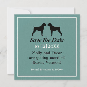 Save The Date Silhouettes de chien Boxer Mariage Enregistrer la