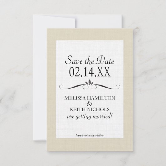 Save The Date Silhouettes de mariée et de chambre Enregistrer le (Dos)